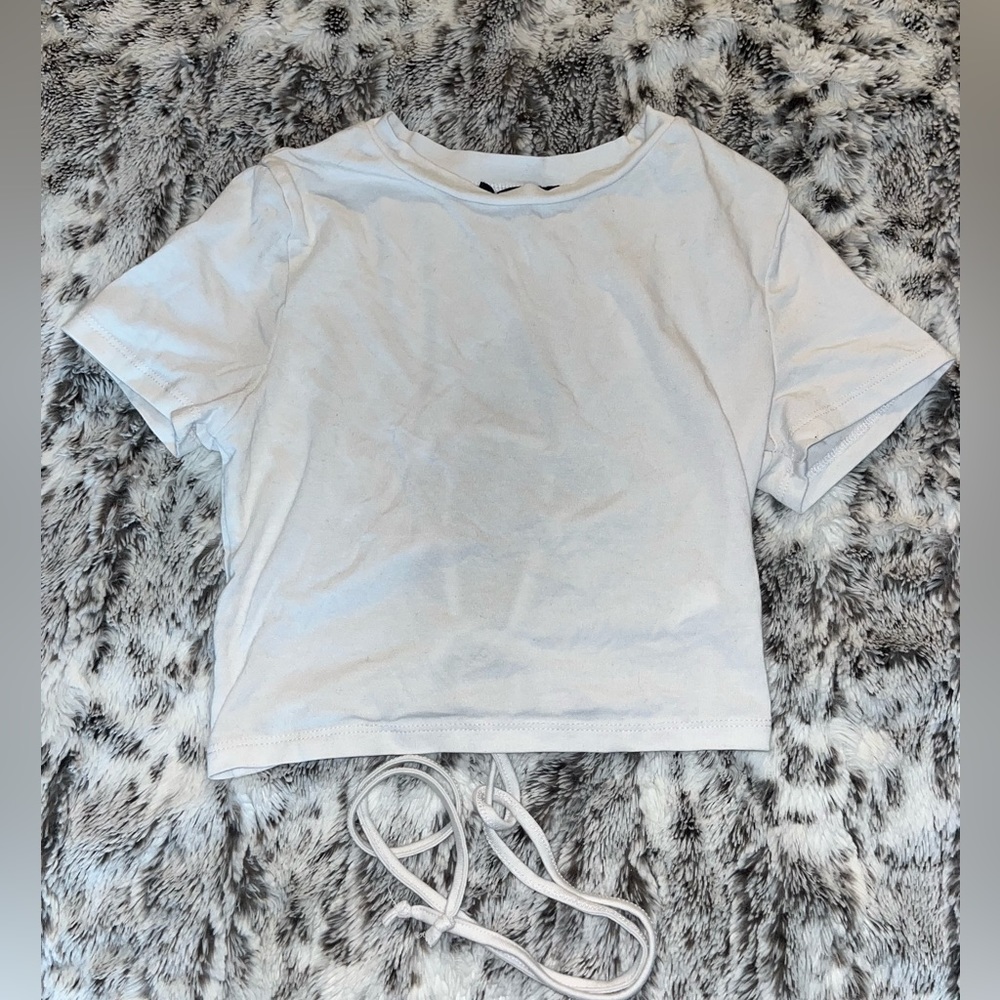 white crop top with open back